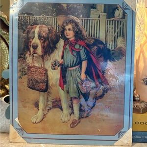 NEW 1914 Grape Nuts Metal Sign: Little Girl w/  St. Bernard Dog Replica 9.5”x 12